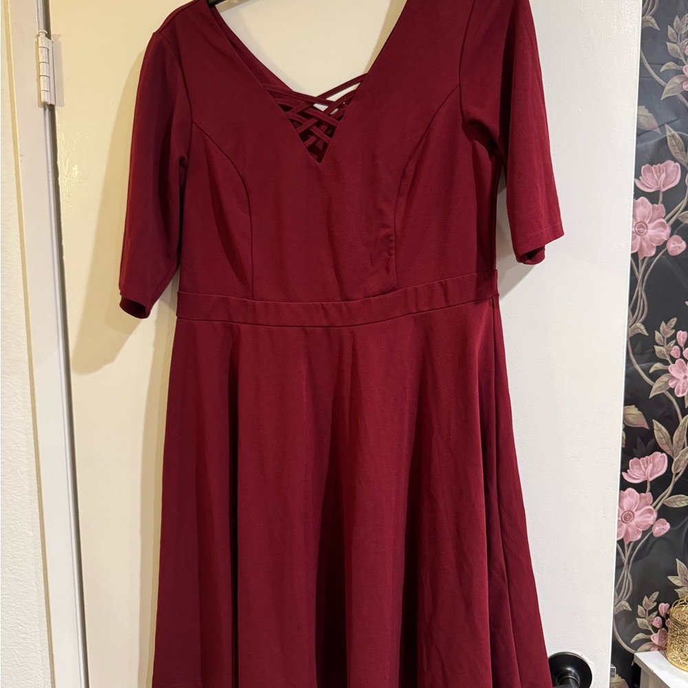 City Chic Red A-Line V-Neck Dress